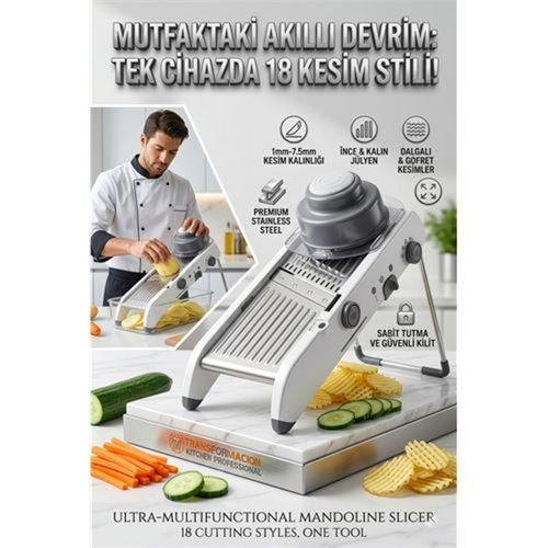 Profesyonel Mandolin Rende Sebze Doğrayıcı - 18 Fonksiyonlu Ayarlı Jülyen Dilimleyici 723134