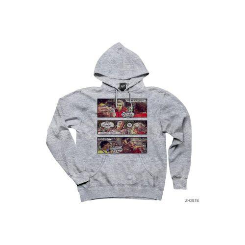 Badi Ekrem Karikatür Gri Kapşonlu Sweatshirt Hoodie
