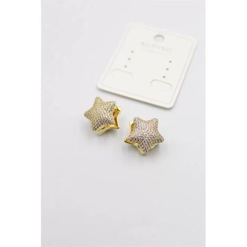 Taşlı Yıldız  Küpe - Altın