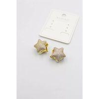 Taşlı Yıldız  Küpe - Altın