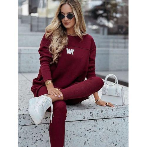 Kadın Uzun Kollu Bisiklet Yaka Nervurlu Viskon Iki Iplik Ve Tayt Pantolon Ikili Takım