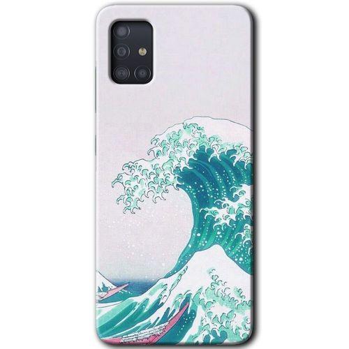 Samsung Galaxy A51 Kılıf Baskılı Kapak - Dalga + 5D Tam Kaplayan Cam