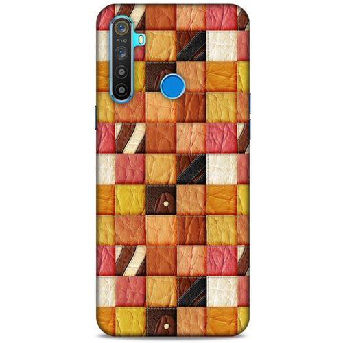 Oppo Realme 5i Kılıf Patchwork (2) Kabı Turuncu Sarı