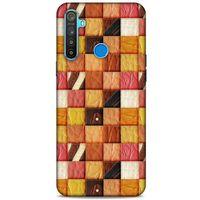 Oppo Realme 5i Kılıf Patchwork (2) Kabı Turuncu Sarı