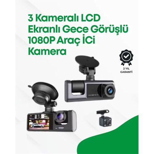 2.0” Lcd Ekranlı, Döngüsel Kayıt Özellikli Üç Kameralı Oto Kamera