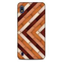 Samsung Galaxy A10 Kılıf Patchwork (40) Fit Silikon Kılıf Kahverengi Beyaz