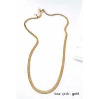 Kısa İtalyan Çelik Kolye-45 CM - Altın