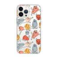 iPhone 13 Pro Sevimli Kedi Figürleri Desenli Premium Silikonlu Şeffaf Telefon Kılıfı