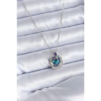 316L Çelik Gümüş Renk Zirkon Taşlı Hilal Gezegen Model Kadın Kolye