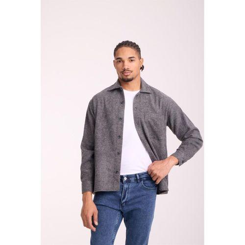 Frankel Kaşe Kumaş Tek Cepli Relaxed Fit Erkek Gömlek - Açık Gri