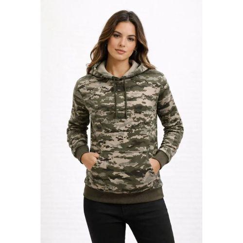 Kamuflaj Desenli 2 İplik 4 Mevsim Kapüşonlu Kanguru Cepli Hoodie Sweatshirt - Kamuflaj