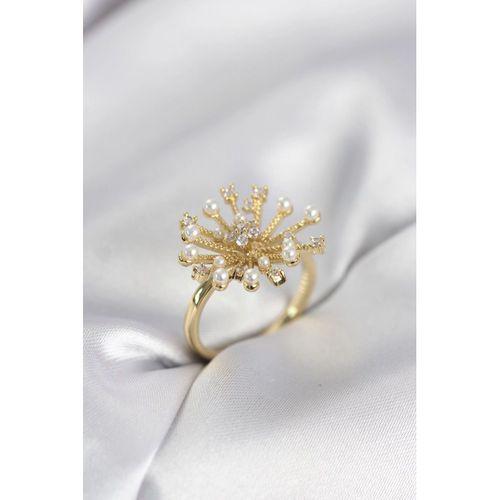 Gold Renk Karahindiba Model Zirkon Taşlı Kadın Yüzük