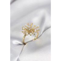 Gold Renk Karahindiba Model Zirkon Taşlı Kadın Yüzük