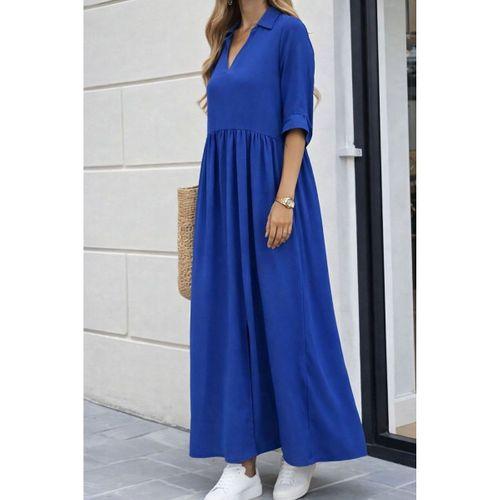 Kadın Truvakar Kollu V Yakalı Yırtmaçlı Uzun Aerobin Elbise