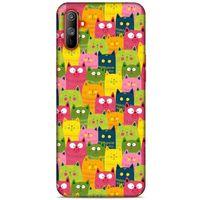 Lopard Oppo Realme C3 Uyumlu Kılıf Kediler (35) Fit Design Kılıf Sarı Yeşil