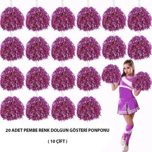 10 Çift ( 20 Adet ) Pembe Renk 23 Nisan 19 Mayıs 29 Ekim Okul Gösteri Ponponları
