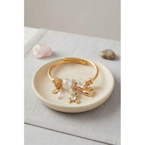 Tavşan Model Gold Renk Beyaz Charmlı Bileklik