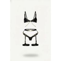 Siyah Harness Takım Deri Zincir Detaylı Tokalı - Brf1379