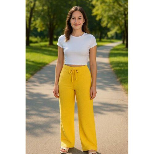Kadın Beli Lastikli Pol Paça Pantolon