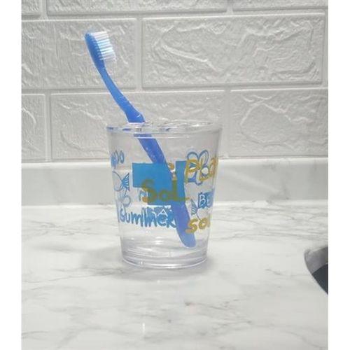 2 Adet Diş Fırçalık Deniz Desen Akrilik 8X8X9Cm 350Ml Banyo Seti