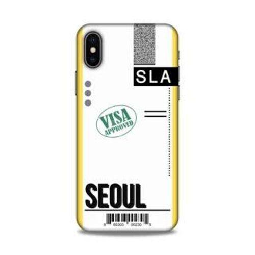 Apple iPhone XS Kılıf Uçak Bileti Seoul Arka Kapak Koruma Desenli Full Koruyucu