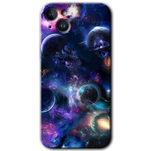 iPhone 14 HD Baskılı Kılıf + 9D Tam Ekran Koruyucu - Gezegen Karışımı