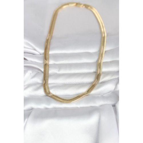 CM 14K Gold Renk Kalın Yassı Yılan Zincir Model 45 cm Kadın Kolye