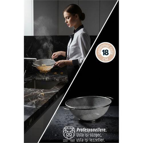 TransForMacion 18 cm Süzgeç - Makarna Süzgeci Pirinç Meyve Süzgeci 304 Paslanmaz Çelik 721937