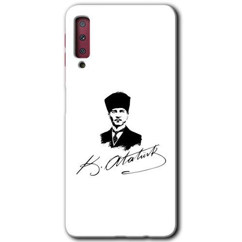 Potkal Hediye Fabrikası Samsung Galaxy A7 2018 Kılıf HD Desen Baskılı Arka Kapak - Kemal Atatürk İmza
