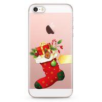 Apple iPhone SE Kılıf Kırmızı Çorap Arka Kapak Koruma Desenli Full Koruyucu