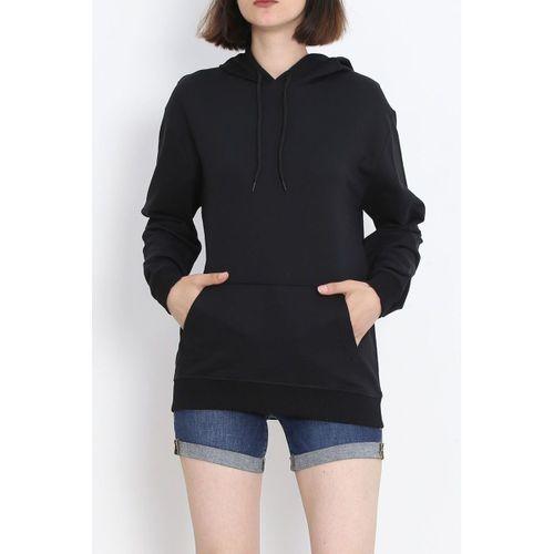 Kapşonlu Kanguru Sweat Siyah