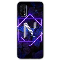 Realme 7 Pro Kılıf HD Desen Baskılı Arka Kapak + Temperli Cam - Dark Neon Yaprak N Harfi