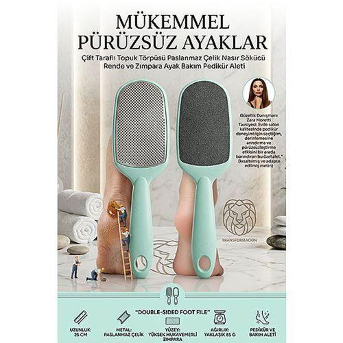 XXL - Çift Taraflı Topuk Törpüsü Na sır Sökücü Rende ve Zımpara Ayak Bakım Pedikür Aleti Paslanmaz Çelik 723632