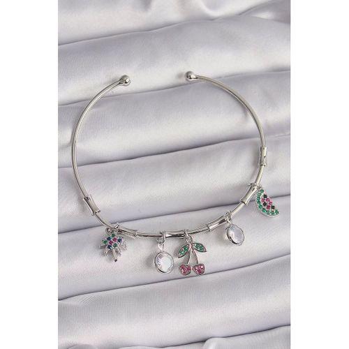 pilelistore Pirinç Gümüş Renk Sallantı Kiraz Figür Ağaç Detay Charm Bileklik - TJ-BB6563