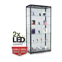 Cam Dolap Camlı Vitrin - Camlı Dolap - Camlı Koleksiyon Vitrini - Cam Raf - Kurulu Ürün 175x70x30