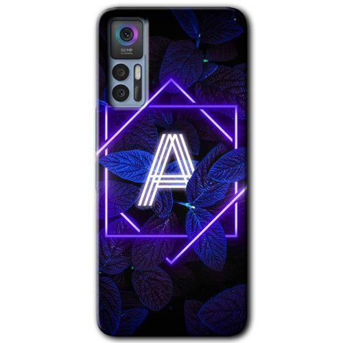 TCL 30 Kılıf HD Desen Baskılı Arka Kapak - Dark Neon Yaprak A Harfi