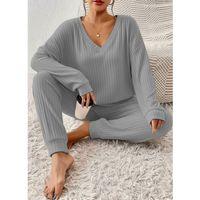 Kadın Uzun Kollu V Yakalı Kaşkorse Bluz Ve Pantolon Ikili Takım