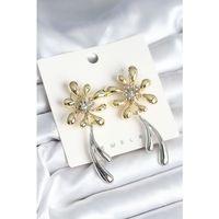 Çiçek Model Gold Gümüş Renk Kadın Küpe