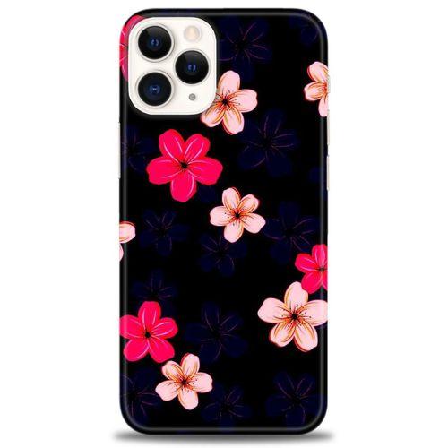 iPhone 12 Pro Kılıf HD Baskılı Kılıf - Pembe Mavi Çiçekler + Tam Ekran Koruyucu