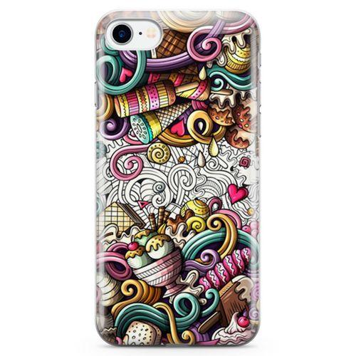 Apple iPhone 8 Kılıf Dondurma Doodle Arka Kapak Koruma Desenli Full Koruyucu