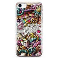 Apple iPhone 8 Kılıf Dondurma Doodle Arka Kapak Koruma Desenli Full Koruyucu