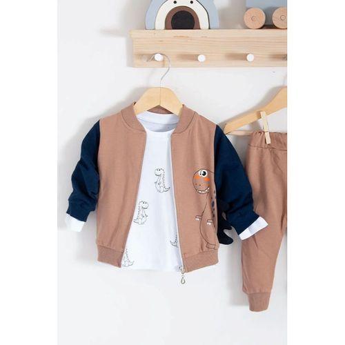 Dinazor Desenli Hırkalı 3'lü Erkek Bebek Takım