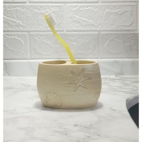 2 Adet Diş Fırçalık İstiridye Poliresin 10X10X9Cm Banyo Seti
