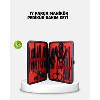 17 Parça Profesyonel Manikür Pedikür Seti Paslanmaz Çelik Siyah Kutu