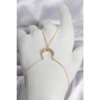 Pirinç Gold Renk Hilal Model Zirkon Taşlı Kadın Şahmeran