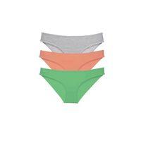 3 Adet Süper Eko Set Likralı Kadın Slip Külot Gri Pudra Yeşil