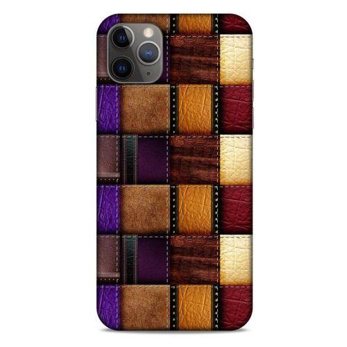 Apple Iphone 11 Pro Max Kılıf Patchwork (13) Silikon Kap Mor Turuncu