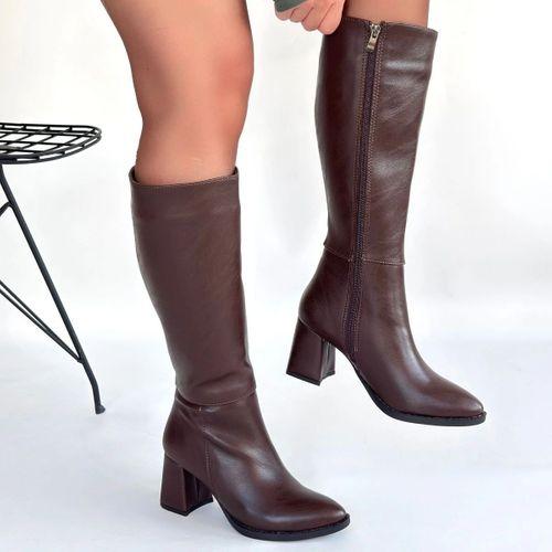 Morena Acı Kahve Cilt Topuklu Çizme