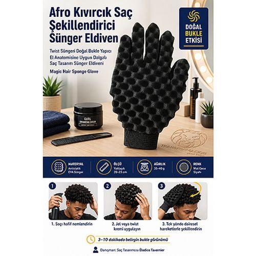 Afro Twist Süngerli Saç Şekillendirme Eldiveni Kıvırcık ve Dalgalı Saç Yapıcı Doğal Bukle Eldiven Tarak 721389