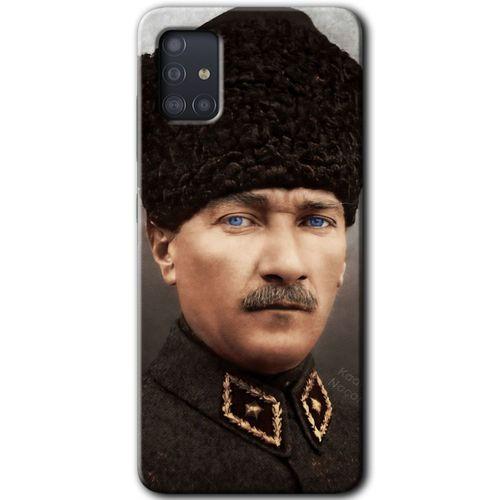 Samsung Galaxy A51 Kılıf Baskılı Kapak - Başkomutan Atatürk +Tam Ekran Koruyucu